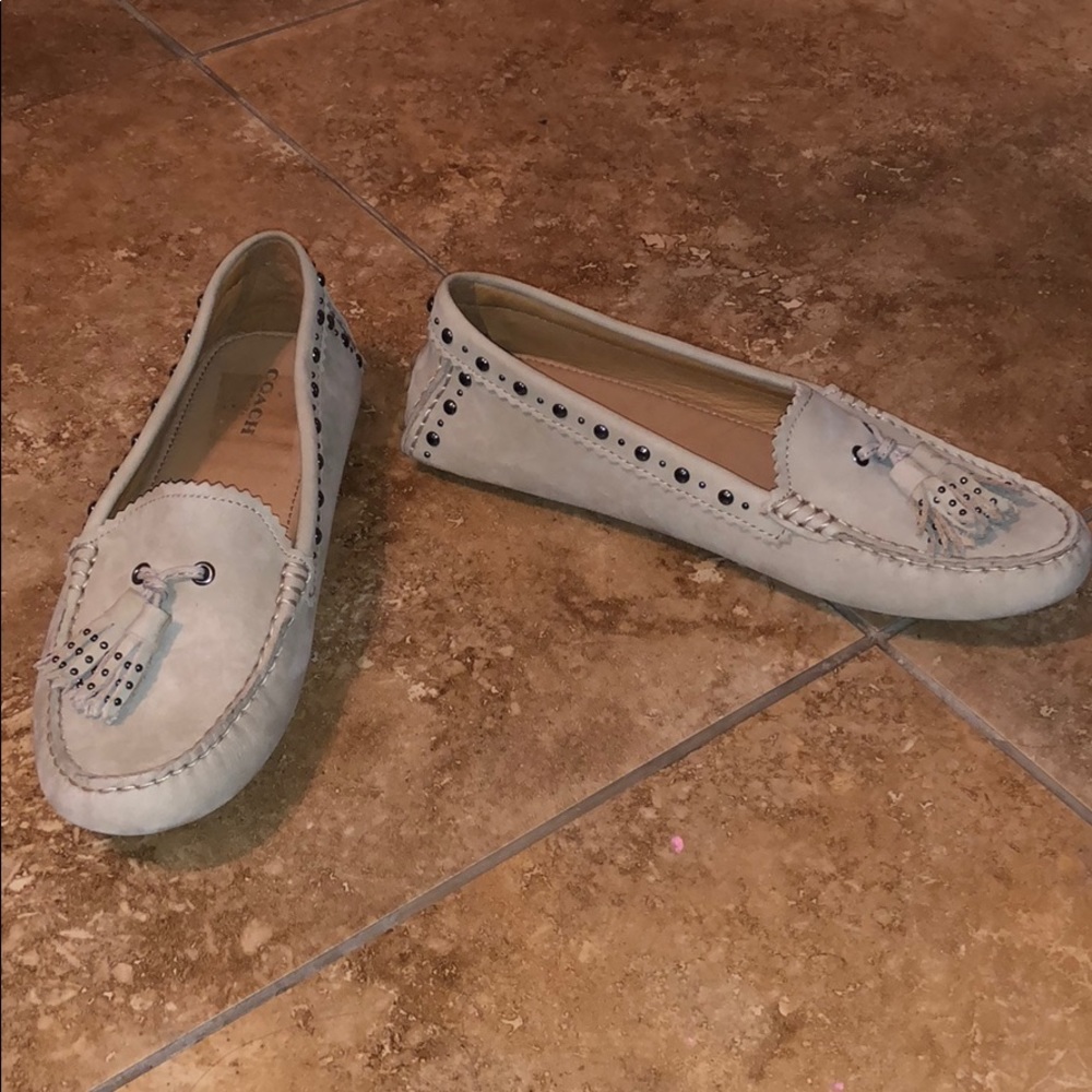 Women Tan Coach Loafers